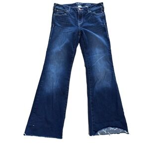 Ariat Jeans Womens Size 29R  Blue Perfect Rise Flare Distressed unhemmed cut hem